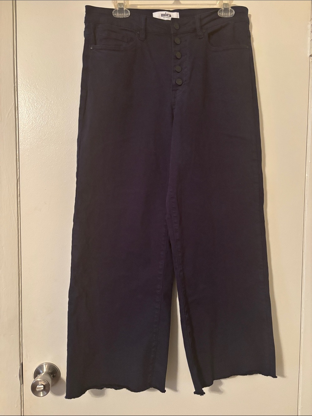 Mica Los Angeles Navy High-Rise Wide-Leg Button-Fly Jeans